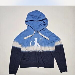 Calvin Klein Jeans Womens Monogram Logo Tie Dye Block Hoodie, Size L